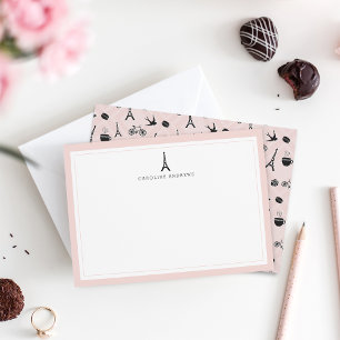 Paris Romance   Personalisierte Stationery Flat Ca Mitteilungskarte