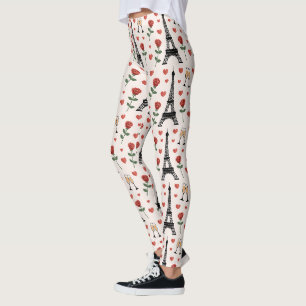 Paris Romantik Eiffelturm Herzen & Rosen Yoga Leggings