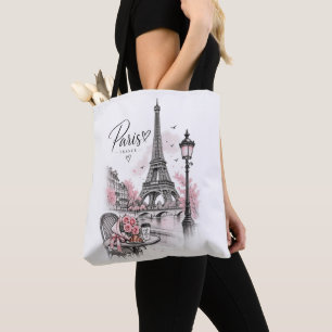 Paris Romantik — Eiffelturm und rosa Rosen