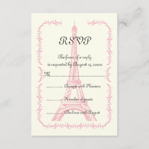 Paris rosa Eiffelturm Hochzeit in Urlaubsort UAWG RSVP Karte