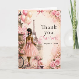 Paris Rosa Geburtstagsfeier Dankeskarte