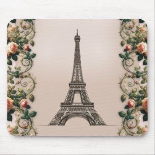 Paris Rosa Ranken Eiffelturm Shabby Chic Mousepad