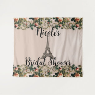 Paris Rosa Rosenreben Eiffelturm Shabby Chic Wandteppich