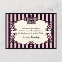 Paris, rosa Streifen danken Ihnen Karten