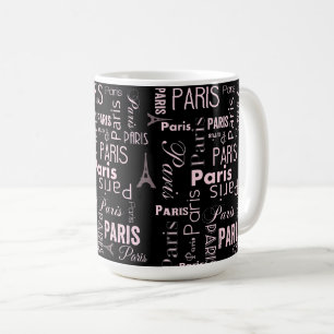 Paris rosa und schwarz kaffeetasse