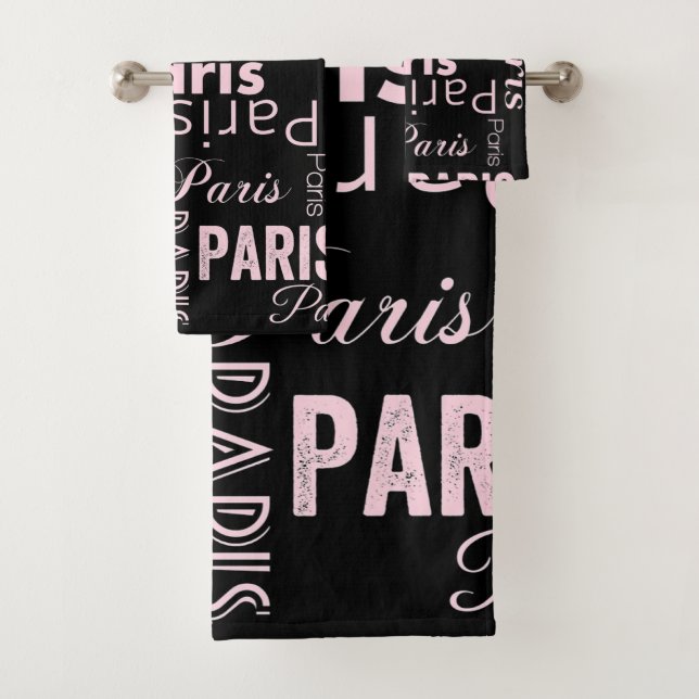 Paris, rosa und schwarz, Paris, Paris Badhandtuch Set (Insitu)