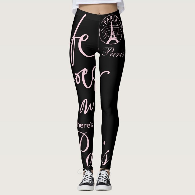 Paris Rosa und schwarzes Leben gehen auf Paris Leggings (Vorderseite)