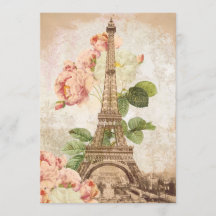 Paris Rosa Vintage Romantische Einladung