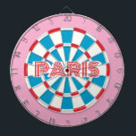 PARIS Rosa Weiß und Blauer bearbeiteter Text Retro Dartscheibe<br><div class="desc">PARIS Rosa Weiß und Blau editierbarer Text Retro Dart Board. Sehr hübsche französische Dekoration! Sie können Text editieren, indem Sie die Personalisierungsoption auswählen 🎯 Bitte lass mir, ob Sie weitere Fragen haben und weil Zazzles Kundensupport die Kundenerfahrung bearbeitet, können Sie den Zazzle Kundensupport per Chat, Telefon oder E-Mail erreichen, wie...</div>