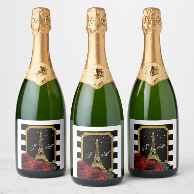 Paris Rose Eiffelturm Weißer Streifen (Flaschen)