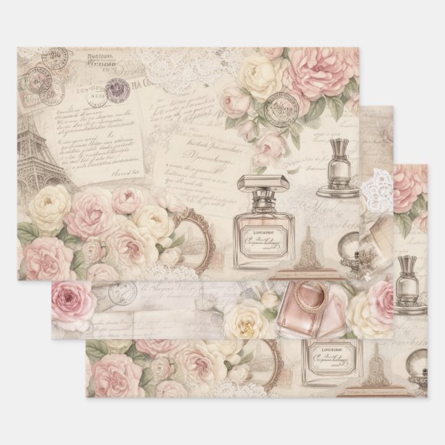 Paris Rose Vintage-Geschenkpapier-Set Geschenkpapier Set (Set)