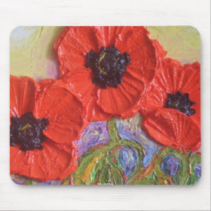Paris rote Mohnblumen Mousepad