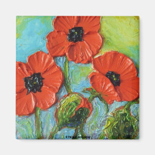 Paris roter Mohnblumen-Malerei-Magnet Magnet