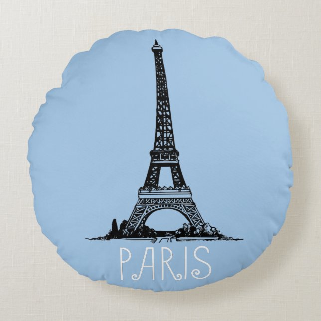 Paris Rundes Kissen (Vorderseite)