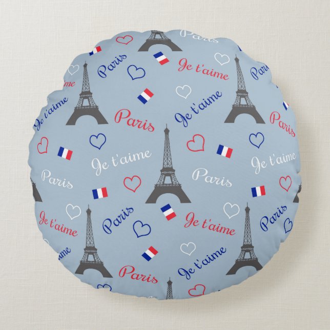 Paris Rundes Kissen (Vorderseite)