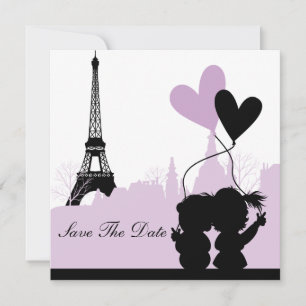 Paris Save the Date Ankündigung (Lila 2)