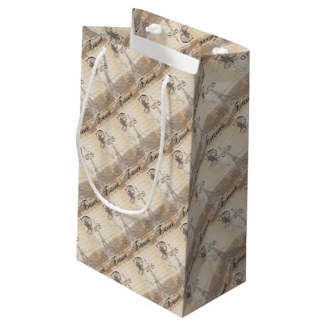 Paris Scenery Gift Bag Kleine Geschenktüte (Rückseite Schrägansicht)