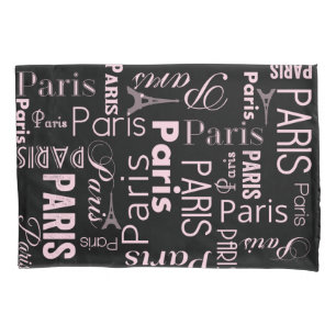 Paris, Schwarz, Rosa, Paris Kissenbezug