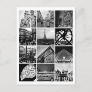 PARIS Schwarz-Weiß-Collage Postkarte
