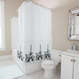 Paris Schwarz-weiß Elegante Blüh Duschvorhang
