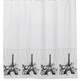 Paris Schwarz-weiß Elegante Blüh Duschvorhang
