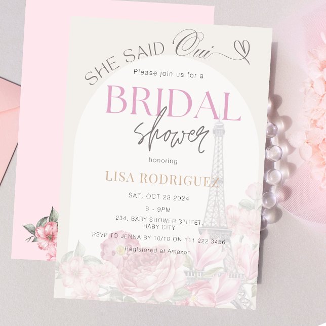 Paris She Said Oui France Brautparty Einladung (She Said Oui Paris France Bridal Shower Invitation)