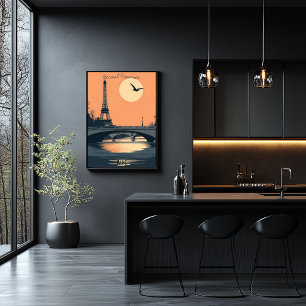 Paris Silhouetten - Eiffelturm bei Sunset Poster