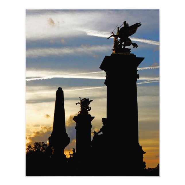 Paris Silhouetten in Dusk Foto Print (Vorne)