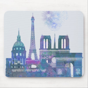 Paris-Skyline - Aquarell-Blau Mousepad