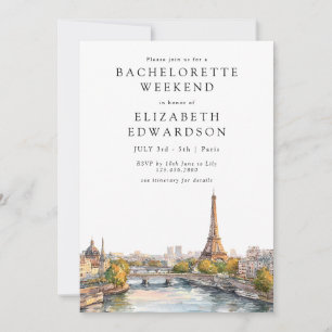 Paris Skyline Aquarell Junggesellinnen-Abschied Einladung