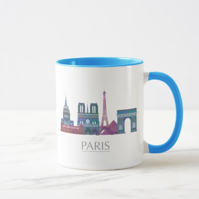 Paris Skyline Colored Gebäude Tasse (Rechts)