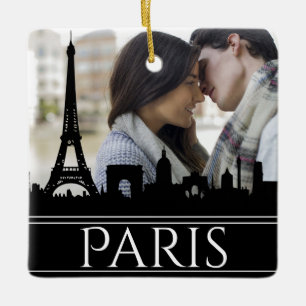 Paris Skyline Eiffel Tower Couples' Christmas Keramikornament