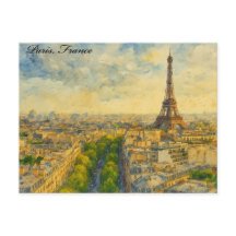 Paris Skyline in Watercolor - Eiffelturm