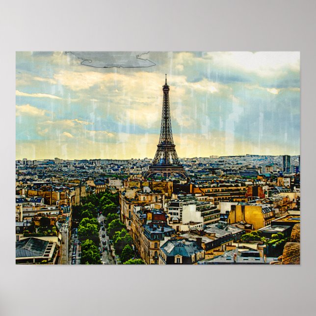Paris Skyline mit Eiffelturm Poster (Vorne)