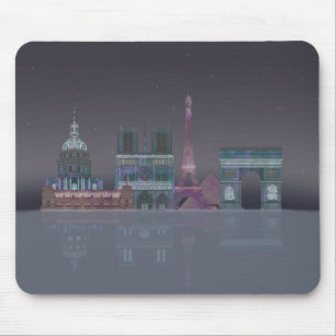 Paris-Skyline-Nachtreflexionen Mousepad