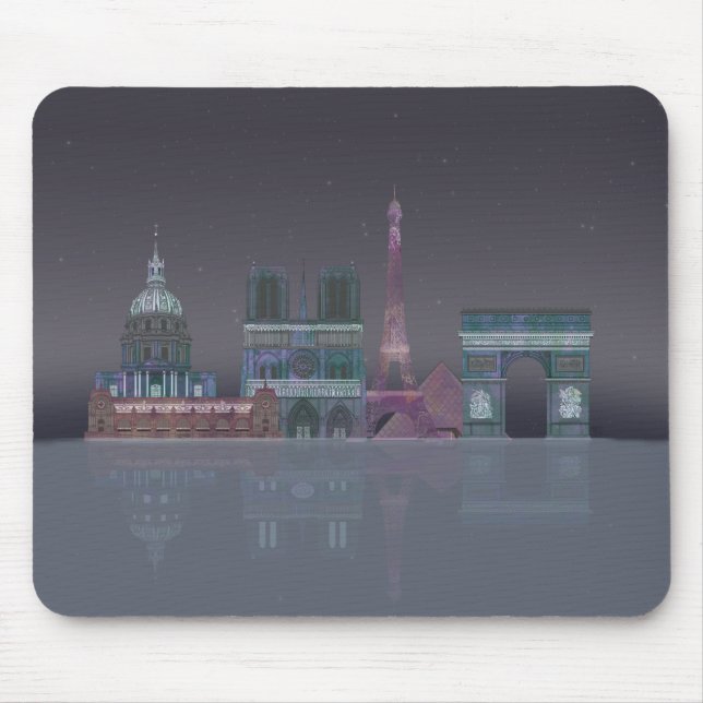 Paris Skyline Nachts Reflektionen Mousepad (Vorne)