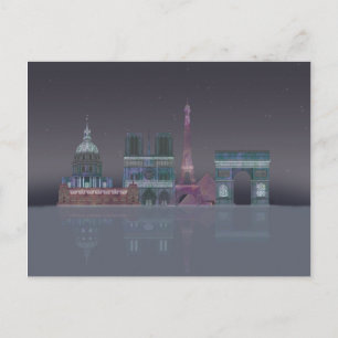 Paris Skyline Nachts Reflektionen Postkarte