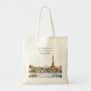 Paris Skyline Wasserfarbe Geburtstags-Wochenende Tragetasche