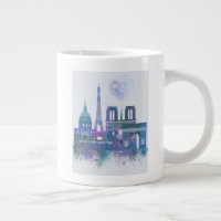 Paris Skyline - Watercolor Blue