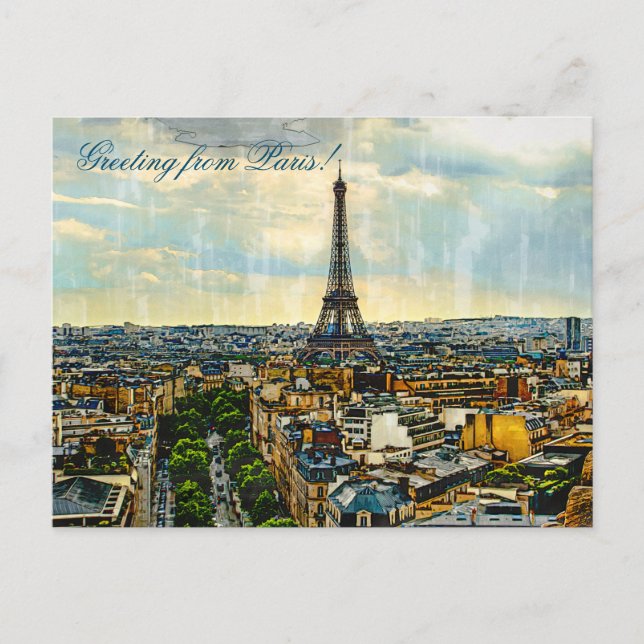 Paris skyline with the Eiffel Tower Edit Postkarte (Vorderseite)