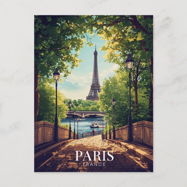 Paris Sommerpark Eiffelturm Postkarte (Vorderseite)