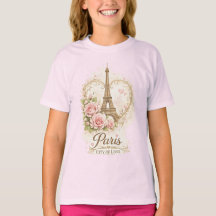 Paris Stadt der Liebe Eiffel-Turm Floral T-Shirt