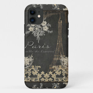 Paris-Stadt der Liebe-Eiffel-Turm-Tafel mit Blumen Case-Mate iPhone Hülle