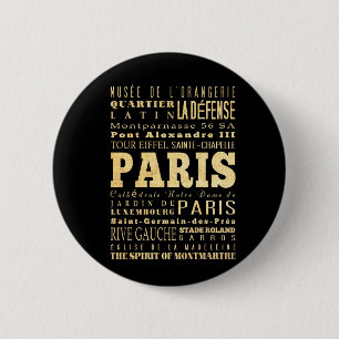 Paris Stadt Frankreich Typografie Kunst Button