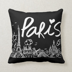 Paris-Stadt-Gekritzel Kissen