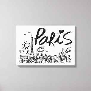 Paris-Stadt-Gekritzel Leinwanddruck