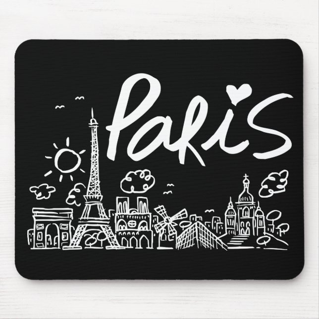 Paris-Stadt-Gekritzel Mousepad (Vorne)