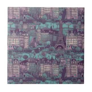 Paris Stadtbild im Aqua-Vintagen Design Fliese