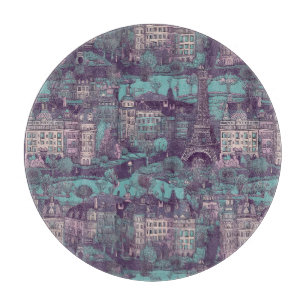 Paris Stadtbild im Aqua-Vintagen Design Schneidebrett