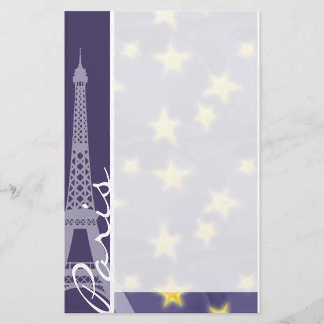 Paris Starry Night; Eiffelturm Briefpapier (Vorderseite)
